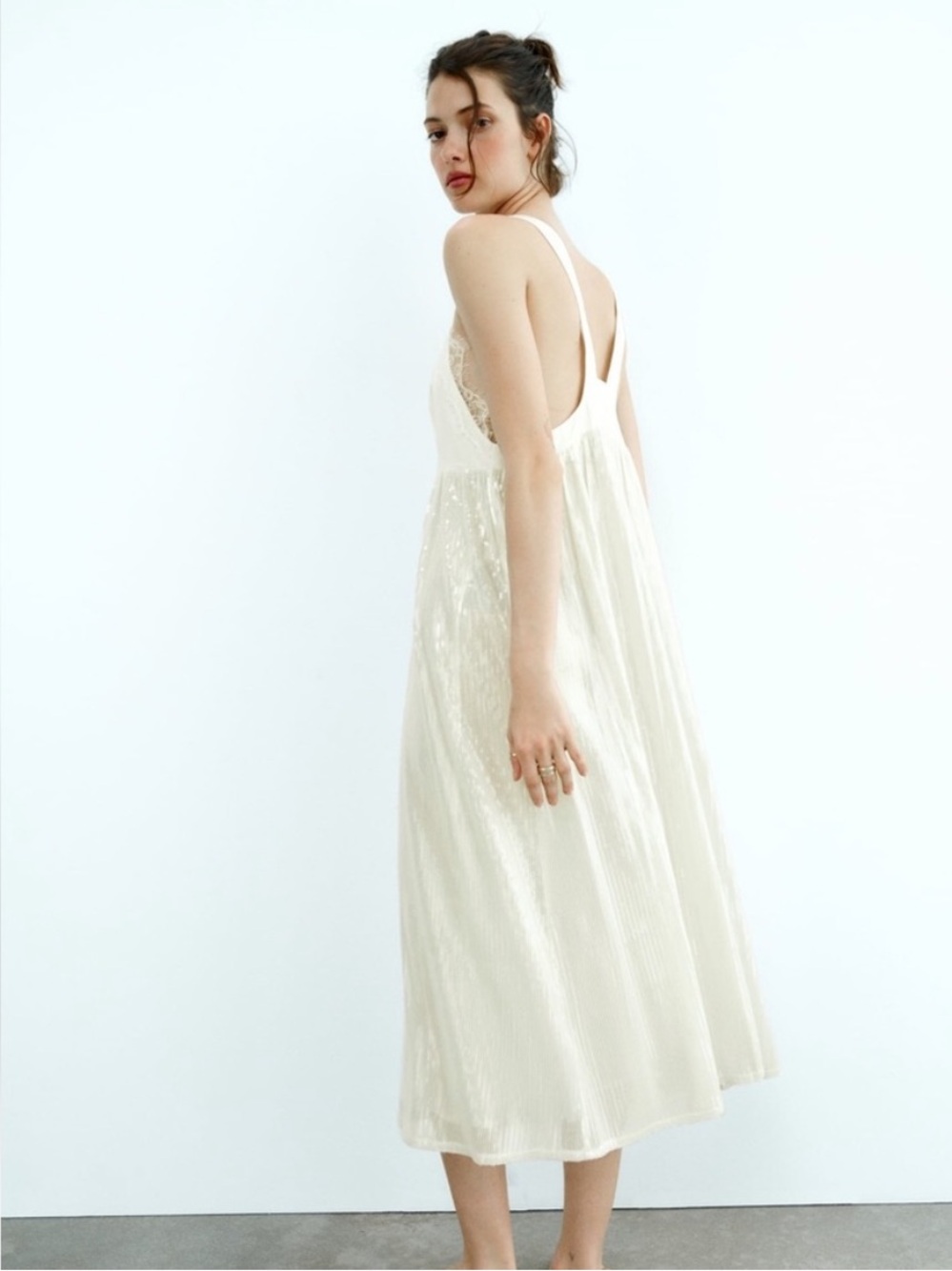 NWT ZARA WHITE SEQUIN KNIT SLIP DRESS LIMITED EDITION bridal coastal lace size S - Picture 3 of 12
